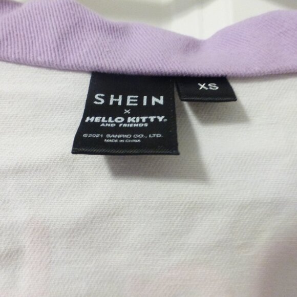 HELLO KITTY x SHEIN colour block pastel purple, pink and white denim jacket - Picture 3 of 13